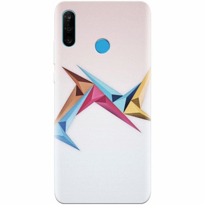 Husa silicon pentru Huawei P30 Lite, Abstract Minimalistic Colors Triangles foto