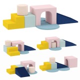 AIYAPLAY Set 8 Blocuri Moi Copii 0-3 Ani Interior Catifea Spuma PU Constructii Sigure Lavabile