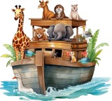 Cumpara ieftin Sticker decorativ Animale pe Barca, Maro, 66 cm, 8094ST-2, Oem