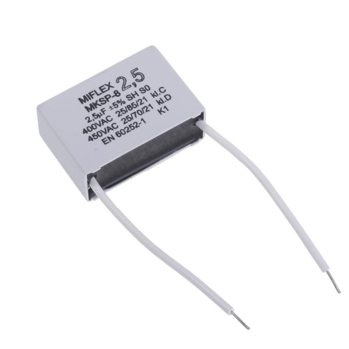 C mot 2.5uF/400Vac rectangular 2fire Miflex