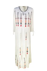 Rochie dama casual RL24, cu motive traditionale, alb/rosu , marimea 3XL