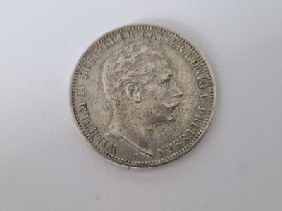 Germania Drei Mark 1909 Wilhelm II - Argint. foto
