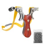 Cumpara ieftin Set prastie cu lase, Sling Queen, metalic, 11.5 cm, cu boloboc, maner lemn, maro si 100 bile de 9 mm