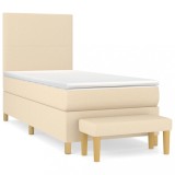 Cumpara ieftin Pat box spring cu saltea, crem, 100x200 cm, textil