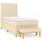 Pat box spring cu saltea, crem, 100x200 cm, textil