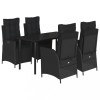 Set mobilier de gradina cu perne, 5 piese, negru, poliratan
