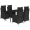 Set mobilier de gradina cu perne, 5 piese, negru, poliratan