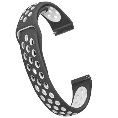 Curea silicon, compatibila Samsung Galaxy Watch3 40mm, telescoape Quick Release, Negru/Alb foto
