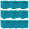 Cutii depozitare cu capace 10 buc. albastru 32x32x32 cm, textil