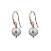 Cercei Argint 925 placat aur roz cu perle gri de cultura Glow, 2.5cm, fabricati manual in Italia