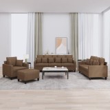 vidaXL Set de canapele cu perne, 4 piese, maro, textil 3201643