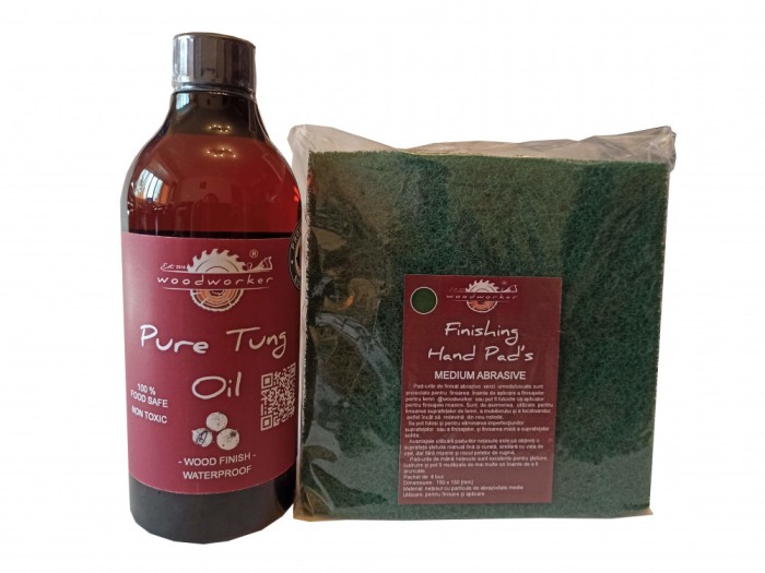Prep&#039;N&#039;Shine-Pure Tung Oil &amp; Hand Pad&rsquo;s Medium Abrasive verde, 500 ml