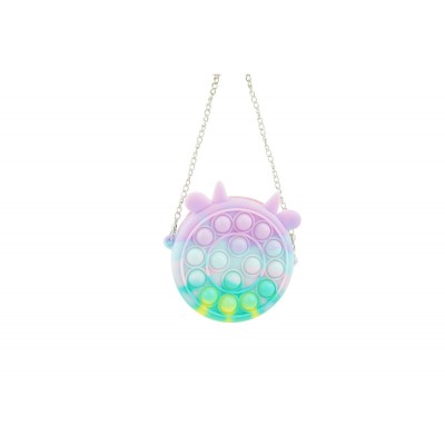 Jucarie antistres din silicon Flippy, Pop it Now and Flip It ,Mini Geanta, Vacuta, 6 cm, Macarons foto