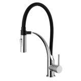 Baterie bucatarie Idrobric Seattle, pipa inalta flexibila, cartus ceramic, racord flexibil inox F3/8, 35 cm, kit de montaj rapid, Crom lucios