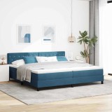 VidaXL Pat cu arcuri cu saltea Albastru &icirc;nchis 200 x 200 cm Catifea