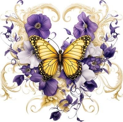 Sticker decorativ Fluture, Galben, 60 cm, 1316STK-3 foto