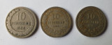 Moneda veche Bulgaria Lot x 3 piese - 10 Stotinki - ani diferite ( 1888 - 1913 ), Europa, Alpaca