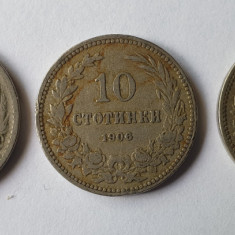 Moneda veche Bulgaria Lot x 3 piese - 10 Stotinki - ani diferite ( 1888 - 1913 )