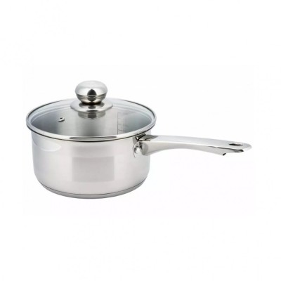 Cratita din inox cu capac sticla, 1.5litri, 16cm,fund termic multistrat, Kinghoff foto