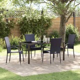 VidaXL Set de masă pentru grădină 5 pcs Negru Rattan poli