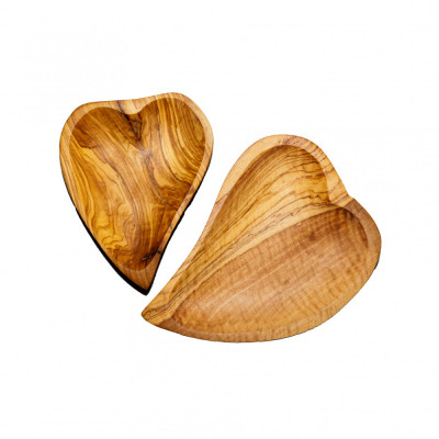 Platou Inima din lemn de maslin foto