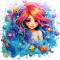 Sticker decorativ, Culori Pastelate, Fata, Albastru, 61 cm, 1347STK-3