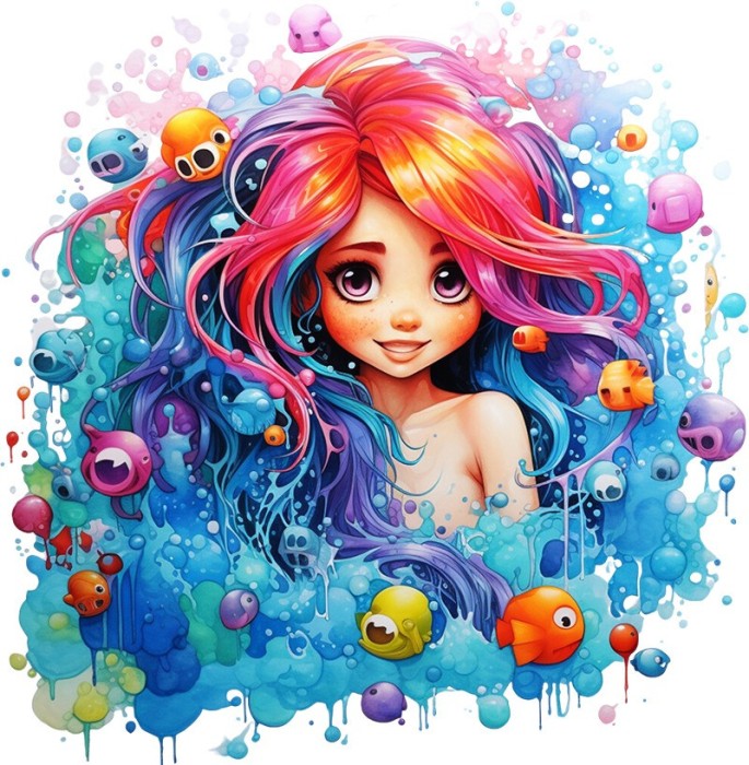 Sticker decorativ, Culori Pastelate, Fata, Albastru, 61 cm, 1347STK-3