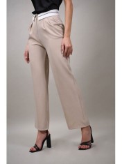 PANTALONI FULL LEGHT CU TALIE COMBINATA ESTELLE S Bej