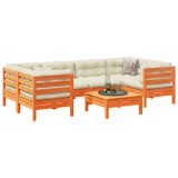 Cumpara ieftin Gossi set canapele gradina cu perne, 7 piese, maro, lemn masiv de pin