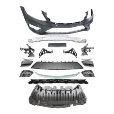 Set bara fata MERCEDES Clasa S (W222), 08.2013-08.2017, cu 6 gauri senzori parcare; grunduit, de vopsit; type AMG; cu grile inferioare, cu bandouri;