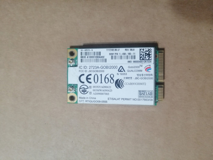 modem 3g Sony Vaio pcg-51111m VPCS11V9E T77Z102.06 LF WWAN GOBI2000 1-458-165-11