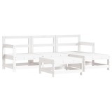 Cumpara ieftin Set mobilier relaxare de gradina 5 piese alb lemn masiv de pin