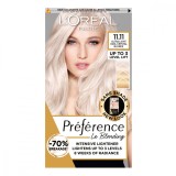 Vopsea de par permanenta cu amoniac Preference Le Blonding 11.11 Blond Ultra Deschis cu efect cenusiu, 178ml, L&#039;Oreal Paris