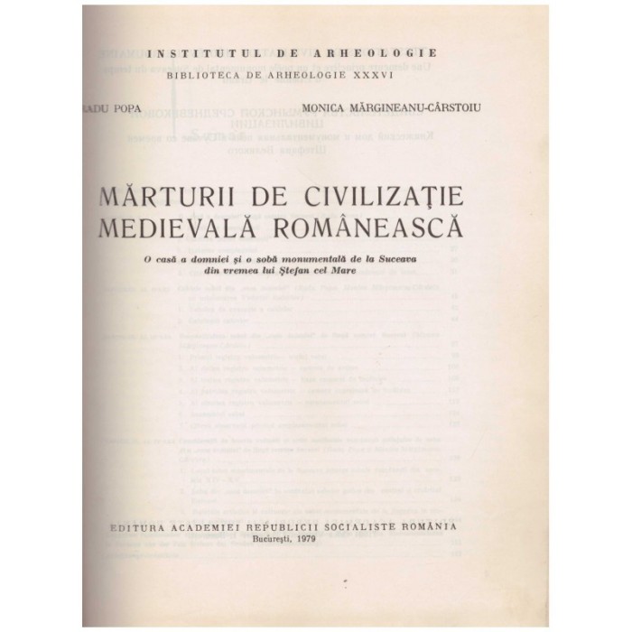 Radu Popa, Monica Margineanu-Carstoiu - Marturii de civilizatie
