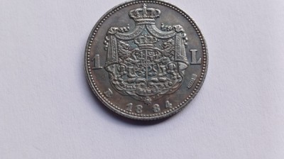 Romania -1 Leu 1884-Replica dupa 1 Leu 1884 foto