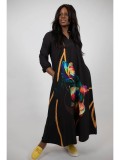 Cumpara ieftin ROCHIE MAXI CU BUZUNARE SI MANECA LUNGA ART FLOWERS TALIE UNICA Multicolora