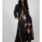 ROCHIE MAXI CU BUZUNARE SI MANECA LUNGA ART FLOWERS TALIE UNICA Multicolora