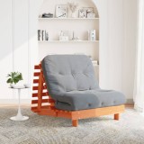Cumpara ieftin Canapea futon cu saltea, maro, 90x206x11 cm, lemn masiv de pin