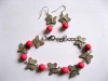 Set bijuterii cu howlite roz fluturasi 29072