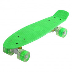 Skateboard ABS (penny board), cu roti iluminate, 56?14.5cm, maxim 50kg, verde foto