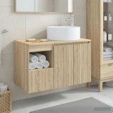 Cumpara ieftin Set dulap baie 2 buc. Stejar Sonoma 79,5 x 44,5 x 80 cm