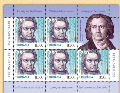 ROMANIA 2020 Ludwig van Beethoven -250 ani Minicoli 5 timbre+1 vinieta LP.2293 foto
