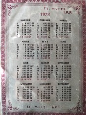 1978 Targu Mureș Calendar vintage de colecție sau idei de cadou