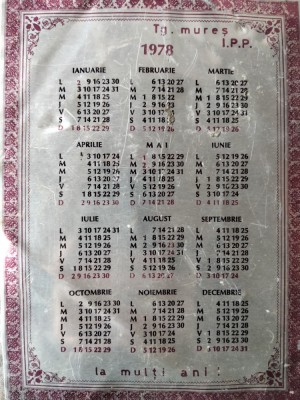 1978 Targu Mureș Calendar vintage de colecție sau idei de cadou foto
