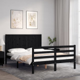 Cadru de pat cu tablie, negru, 120x200 cm, lemn masiv GartenMobel Dekor, vidaXL