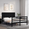 Cadru de pat cu tablie, negru, 120x200 cm, lemn masiv GartenMobel Dekor