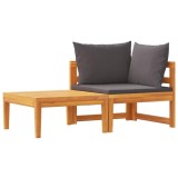 Cumpara ieftin Set mobilier gradina cu perne gri inchis, 2 piese, lemn acacia