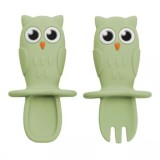 Set tacamuri din silicon Bufnita, 6 luni+, Raw Green, Appekids
