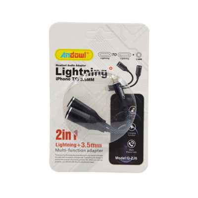 Adaptor ZJ6 lightning la lightning/jack 3.5mm, audio, incarcare foto