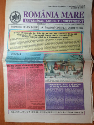 ziarul romania mare 3 decembrie 1999- 81 de ani de la marea unire de la 1918 foto